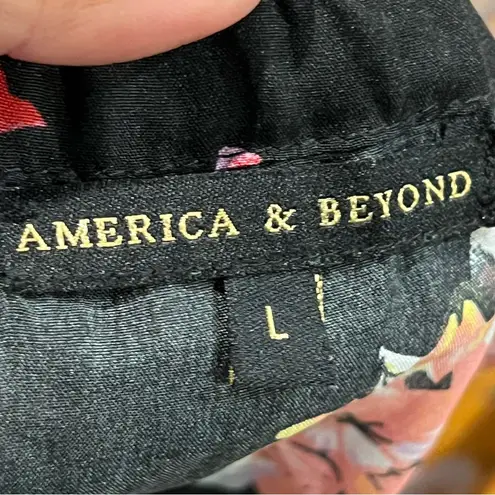 Floral sheer swim coverup Maxi Dress w/embroidery Trim size L high side slits Black Size L