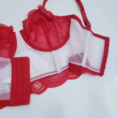 Auden Sheer Unlined Lingerie Bra Red Size L