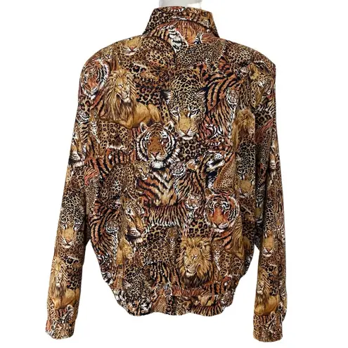Vintage The Shell Game Animal Print Bomber Jacket Womens Size M Oversized Unisex Brown Size M