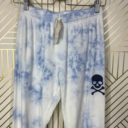 SoulCycle Tie Dye Joggers Blue/White Tie Waist