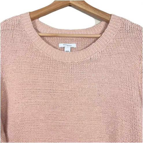 Daily Ritual Cotton Crew Neck Sweater Cozy Boucle Women’s XL Pale Pink Knit