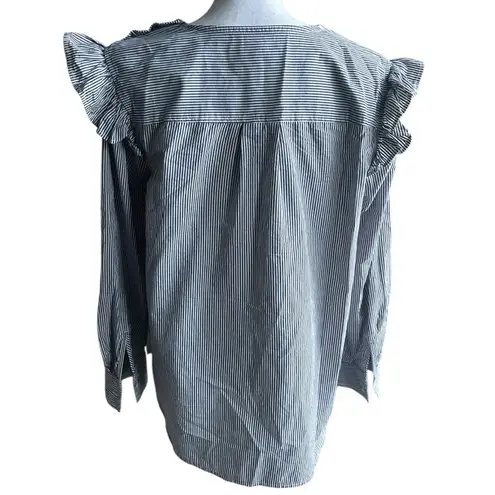 Free Assembly Blue Ruffled Relaxed Blouse Size L