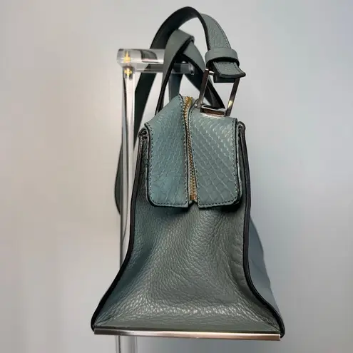 Pour La Victoire Teal Leather Satchel Shoulder Bag Mixed Metals