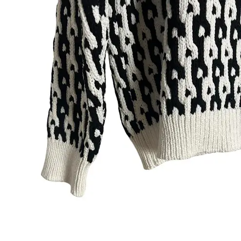 Derek Lam Collective Button Shoulder Geometric Knit Crewneck Sweater Size Medium