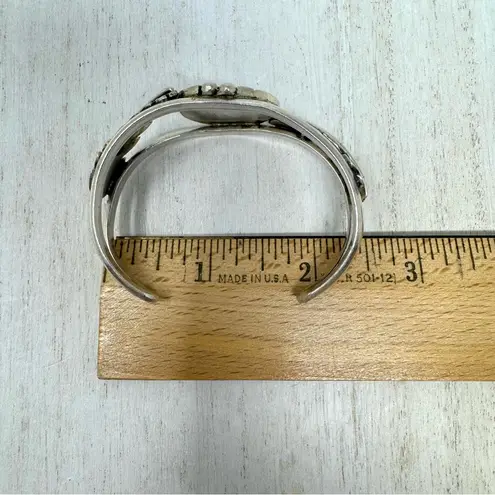 Southwestern sterling silver and green turquoise cuff bracelet, 32.9g