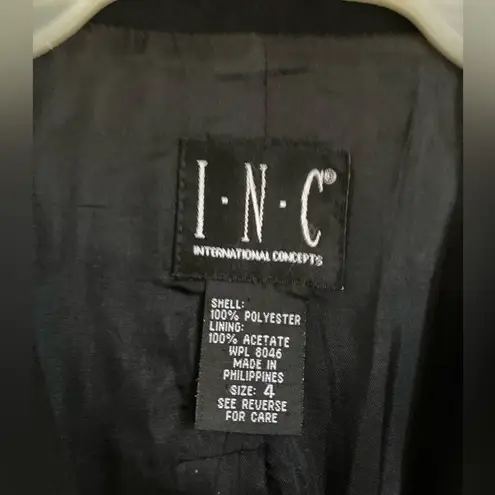 🌞INC International Concepts Black Long Sleeve Lined 2 Button Blazer Jacket #Gr Size 4