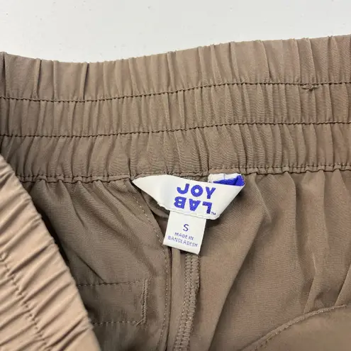JoyLab Cargo Pants Womens Small Tan Stretch Elastic Waist Cinch Hem Wide Leg