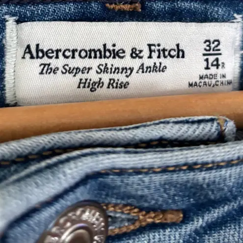 Abercrombie & Fitch  Distressed Super Skinny Ankle High Rise Medium Wash Jeans