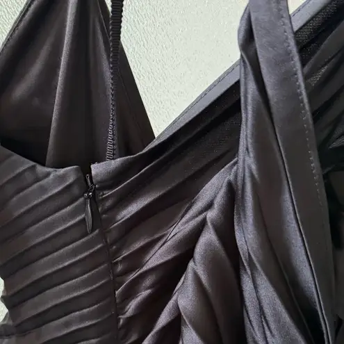 ALC Frank A.L.C. Aries Satin Pleated Maxi Dress Black Sz 6