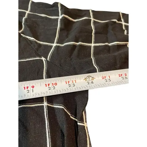 J Mode Black Plaid Light Weight Semi Sheet Rayon 3/4 Sleeve Side Tie Top 3X
