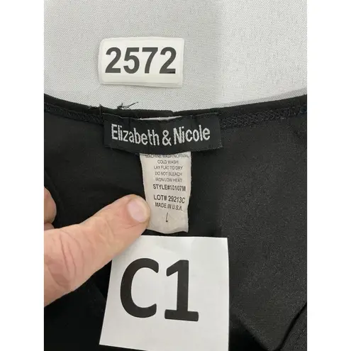 Womans Elizabeth & Nicole Large Black Midi Fit N Flare Dress Pleats