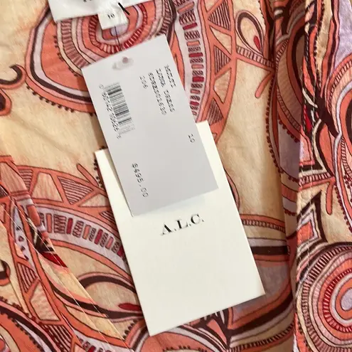 ALC Frank A.L.C. Luna Smocked Printed Orange/Red Mini Dress Size 10