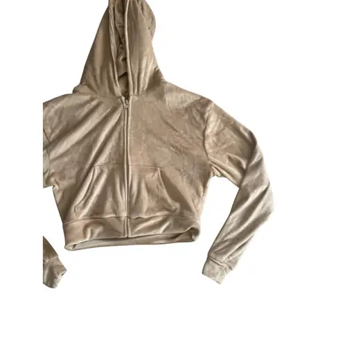 SKIMS Nude Beige Velour Long Sleeve Hoodie Size Medium