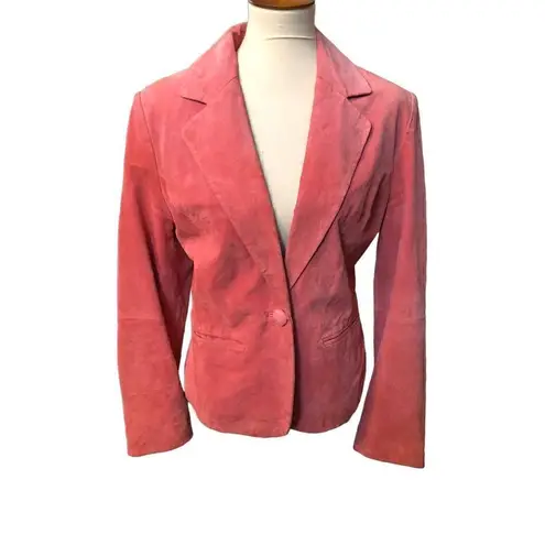 Bernardo B by Bernado salmon suede vintage one button front closure jacket
