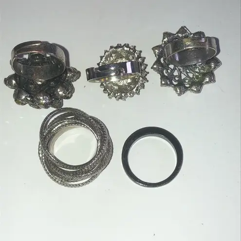 5 Rings Adjustable & Sizes 6 & 8 Vintage Boho Statement Rings