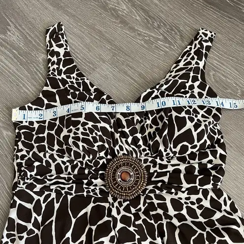 Enfocus Studio En Focus Studio Dress Size 8 Cow Print Sleeveless Fit And Flare Brown White - Image 7