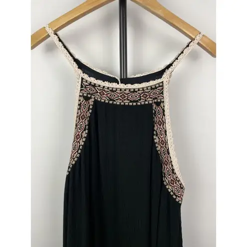 House of Harlow 1960 June Embroidered Black Gauze Boho Mini Dress Size Medium