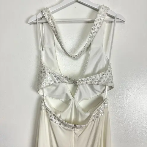 Mac Duggal Sequin Sheath Gown in White Size US 10