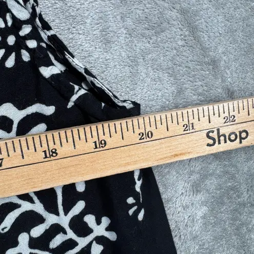 Soft Surroundings Sleeveless Blouse Tunic M Black White Rayon Boho Floral Print