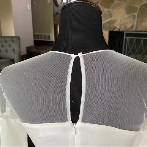 Sachin + Babi 🛍️ Noir Mesh Paneled Crepe Top White Size 0