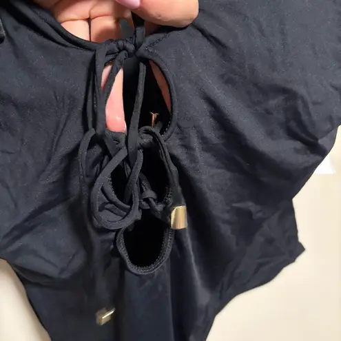 La Blanca NWT 's Swim Black Island Goddess Plunge Lace Up One Piece- Size 22W