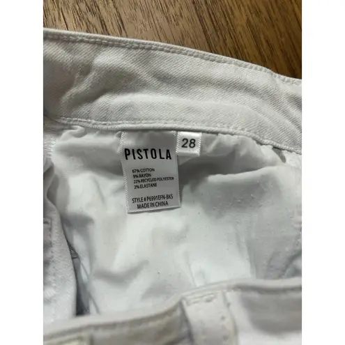 Pistola Bri High Rise Antique White Cropped Raw Hem Jeans. Size 28