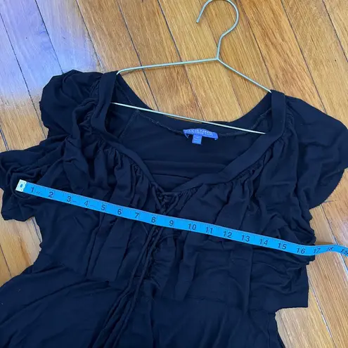 Vivienne Tam Black Short Sleeve Casual Dress with Ruffles Size M