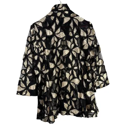 Textured Floral Mesh Jacket Black & Gold Damee Inc Evening Cocktail OX Large