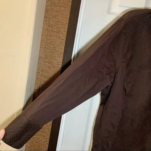 carole little  Brown Textured Long Sleeve Button Up Blouse 2X