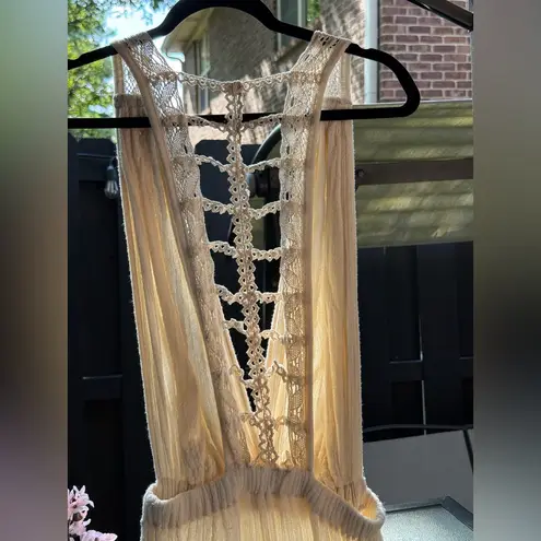 Jen's Pirate Booty x Free People Cream Gauze Crochet Sleeveless Boho Maxi Dress