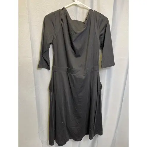 Reborn SKU 7639 Black Cowl Neck Sleeve Midi Dress Size L Size L