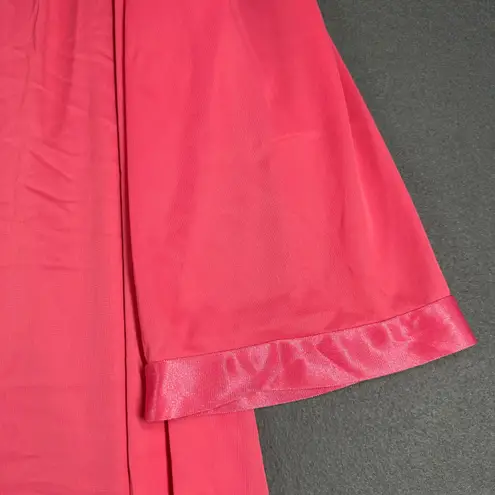 Vanity Fair Vtg Robe Womens XXL Pink Floral Lace Satin Long Lounge Sleepwear