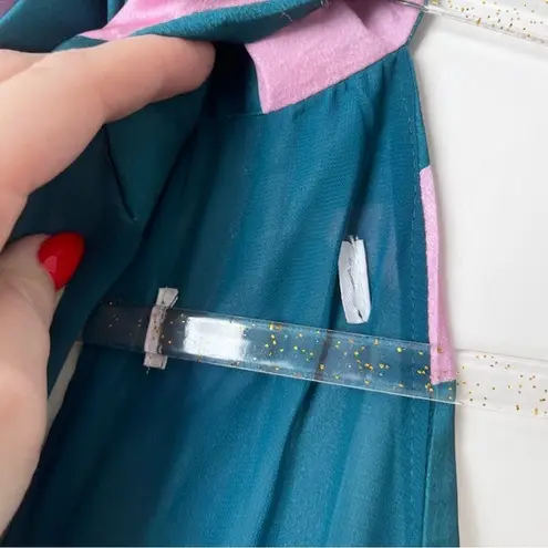 Petal and Pup Anabelle Green & Pink Floral Satin Halter Neck Midi Dress L