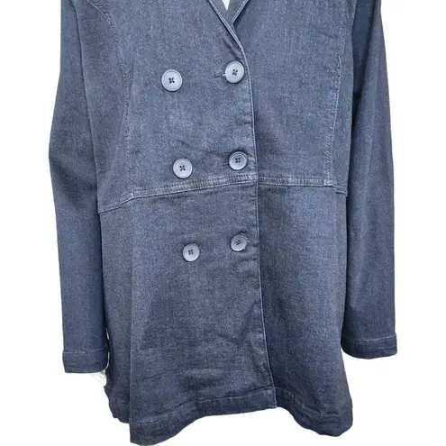 Denim & Co . Cozy Touch Peacoat Jacket Dark Wash X-Large NWOT Long Sleeve Collar