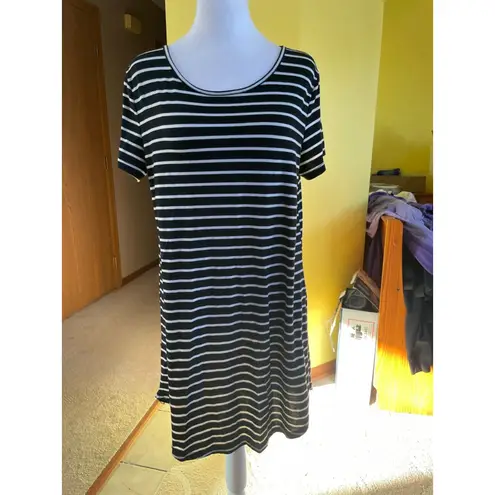Zanzea Women's Black White Stripe Tunic Top US 10