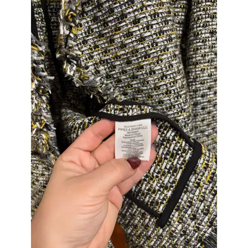 Veronica Beard Womens Fabian Tweed Fringe Jacket Blazer Size 4 Multi Metallic