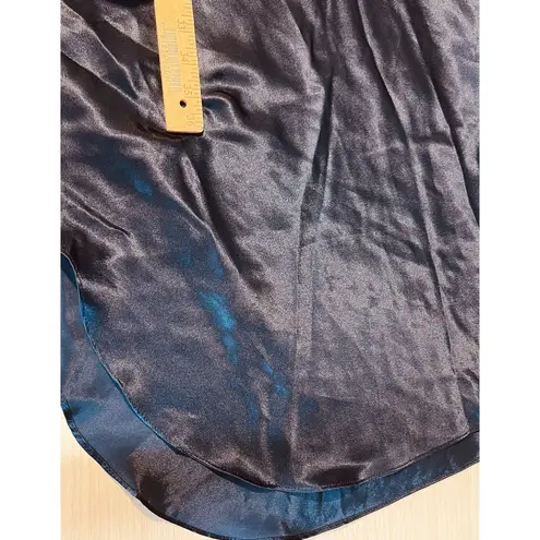 Adonna Womens VTG Satin M Long Nightgown Blue Floral Lace Rare Sexy Dress Goth