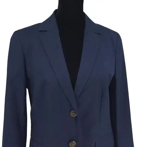 J. Crew Womens Cotton Blend Notch Lapel Long Sleeves Blazer Navy Blue Size 6
