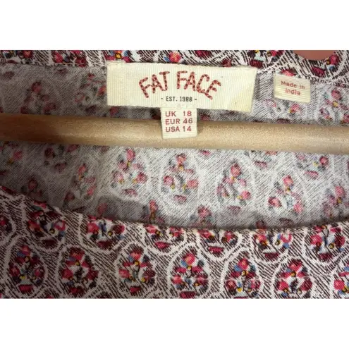 Fat face Top Womens 14 3/4 Sleeves Peplum Boho Feminine Relaxed Fit Comfy Flowy