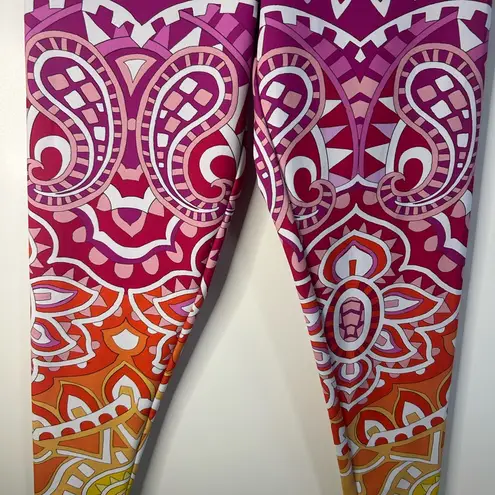 PETER P POPOVITCH Green and Pink Ombré Mandala Leggings Size M