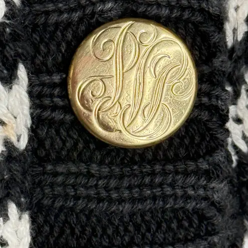 Vintage‎ Houndstooth Cardigan Sweater Womens XL Oversized Gold Buttons Old Money Black Size 16P