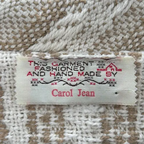 Hand Made Boho Fringe Oversized Cardigan Sweater Jacket Women's Neutral Print Tan Size M - Image 5