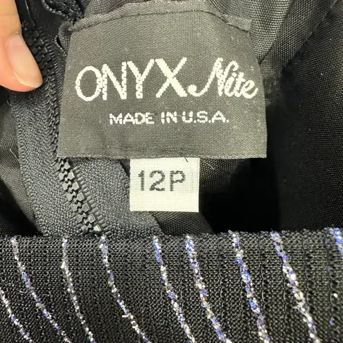 Onyx Nite 12P Black Metallic Stripe Cami Top Y2K Vintage Evening Party Glam USA