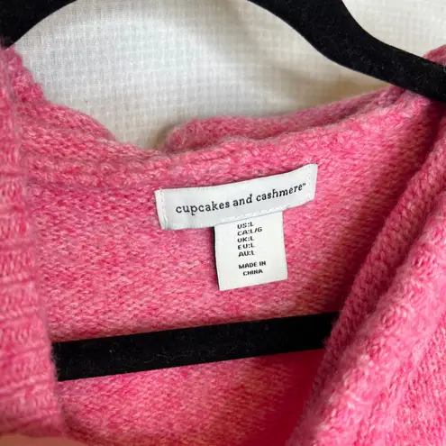 Cupcakes and Cashmere Pink Heart Print Hoodie Sweater Women's Large