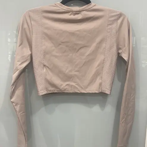 ECHT Women's Blush Pink Long Sleeve Crop Top Work Out Shirt Top Sz M