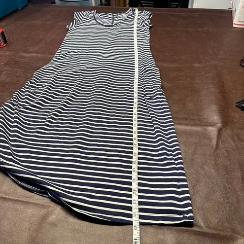 Toad&Co Eco Organic Cotton Blend Striped Midi Dress Navy White Small Nautical Blue