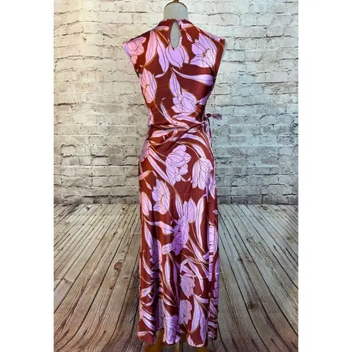 House of Harlow Long Maxi Lotus Floral Dress Peekaboo Side Cutout Sleeveless XS