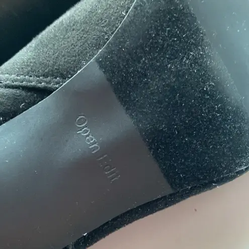 Nordstrom Open Edit Little‎ Black Booties With Rhinestone Tassels Pointed Toe Faux Suede