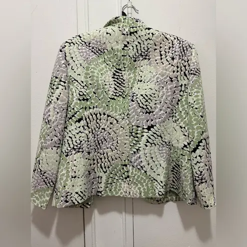Kasper Gorgeous Green and Purple Patterned Blazer with Satin Lining Size 10