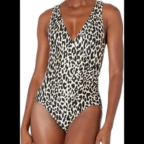 Carmen Marc Valvo Cheetah V Neck Surplice One Piece Bathing Suit Swimsuit swim 4
